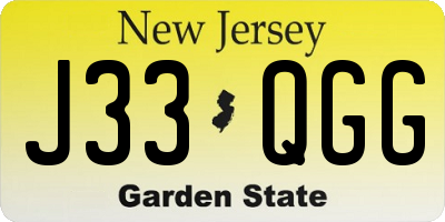 NJ license plate J33QGG