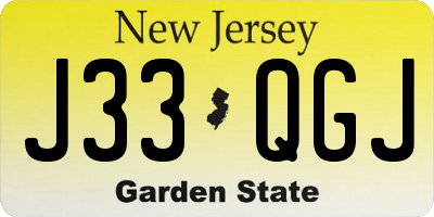 NJ license plate J33QGJ