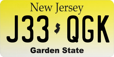 NJ license plate J33QGK