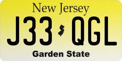 NJ license plate J33QGL