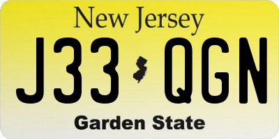 NJ license plate J33QGN