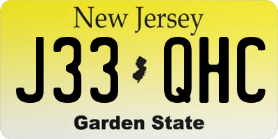NJ license plate J33QHC