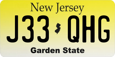 NJ license plate J33QHG