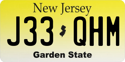 NJ license plate J33QHM