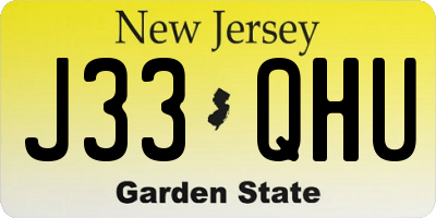 NJ license plate J33QHU