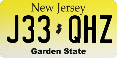 NJ license plate J33QHZ