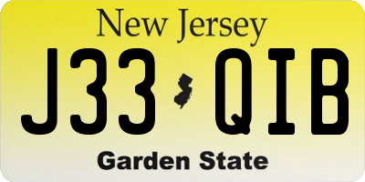 NJ license plate J33QIB