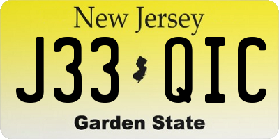 NJ license plate J33QIC