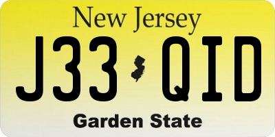 NJ license plate J33QID