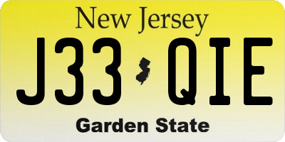 NJ license plate J33QIE