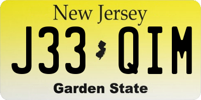 NJ license plate J33QIM