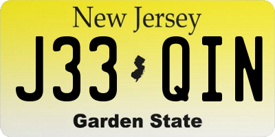 NJ license plate J33QIN