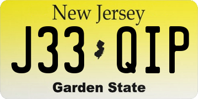 NJ license plate J33QIP