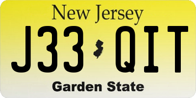 NJ license plate J33QIT