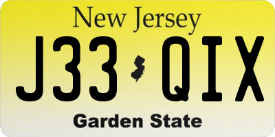 NJ license plate J33QIX