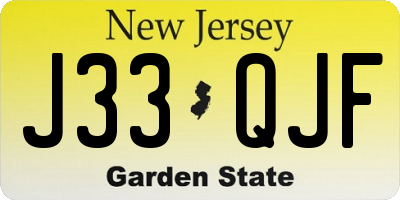 NJ license plate J33QJF