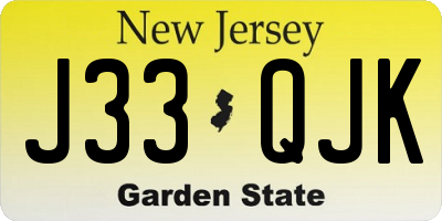 NJ license plate J33QJK