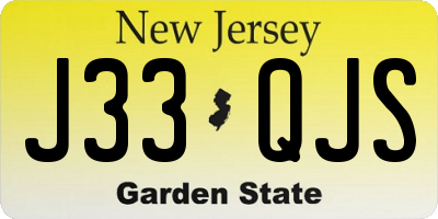 NJ license plate J33QJS