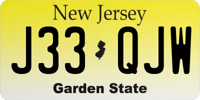 NJ license plate J33QJW