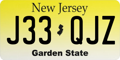 NJ license plate J33QJZ