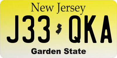 NJ license plate J33QKA