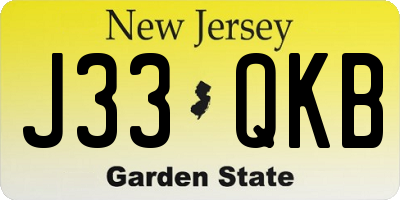 NJ license plate J33QKB