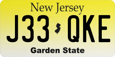 NJ license plate J33QKE