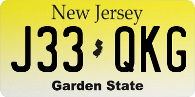 NJ license plate J33QKG