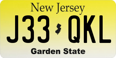 NJ license plate J33QKL
