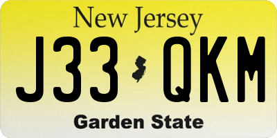 NJ license plate J33QKM