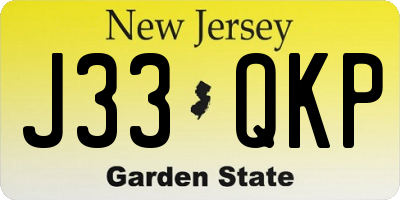 NJ license plate J33QKP