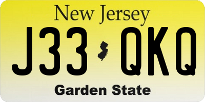NJ license plate J33QKQ