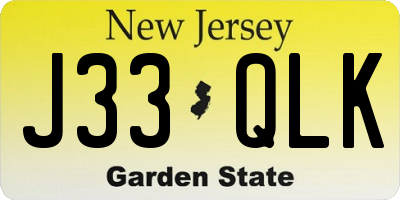 NJ license plate J33QLK