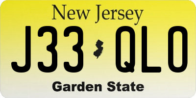 NJ license plate J33QLO