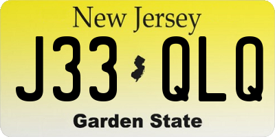 NJ license plate J33QLQ
