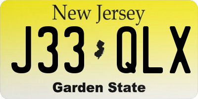 NJ license plate J33QLX