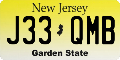 NJ license plate J33QMB