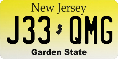 NJ license plate J33QMG