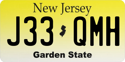 NJ license plate J33QMH
