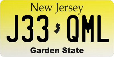 NJ license plate J33QML