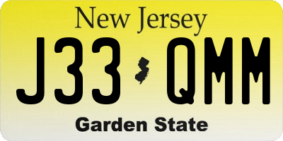 NJ license plate J33QMM