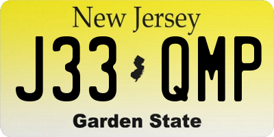 NJ license plate J33QMP