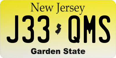 NJ license plate J33QMS