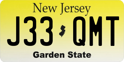 NJ license plate J33QMT