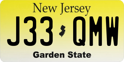 NJ license plate J33QMW