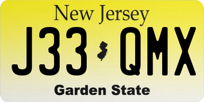 NJ license plate J33QMX