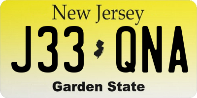 NJ license plate J33QNA