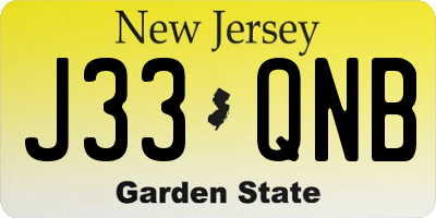 NJ license plate J33QNB