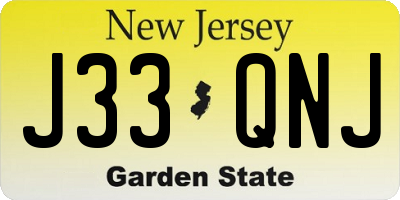 NJ license plate J33QNJ