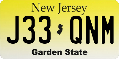 NJ license plate J33QNM